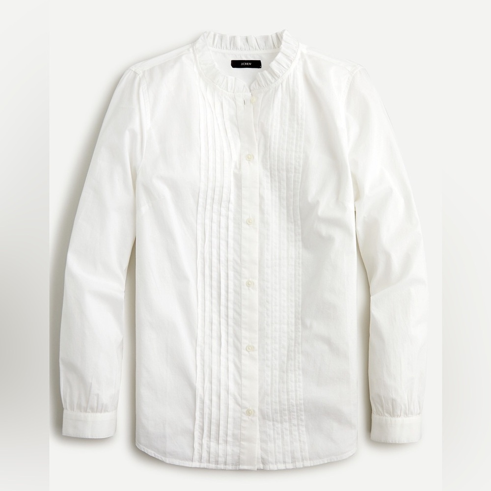 Talbots White Ruffle Poplin Dress Shirt Size